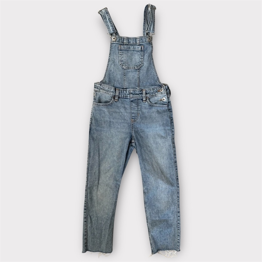 Abercrombie & Fitch Kids Girls Denim Overalls Raw Hem Distressed Size 9/10
